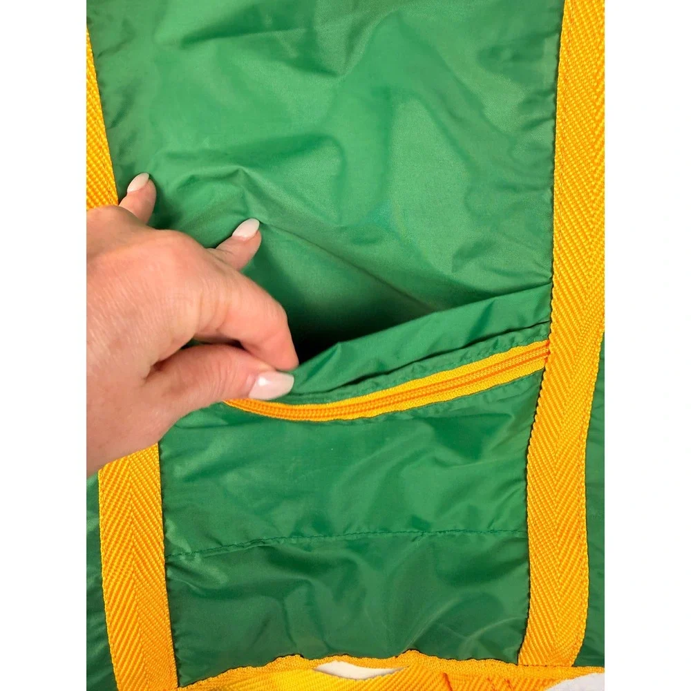Vintage 1997 Avon Green Yellow Nylon Duffle Bag Travel Gym Weekender Foldable